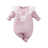 Sweet Pink Rabbit Girl Rompers Overalls for Newborns and Toddlers