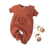 Girls' Solid Jumpsuit for Summer - Ruffled Toddler Rompers for Casual Baby Play