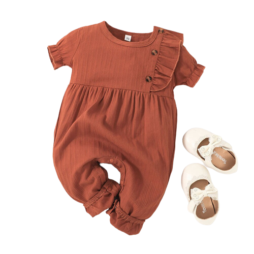 Girls' Solid Jumpsuit for Summer - Ruffled Toddler Rompers for Casual Baby Play