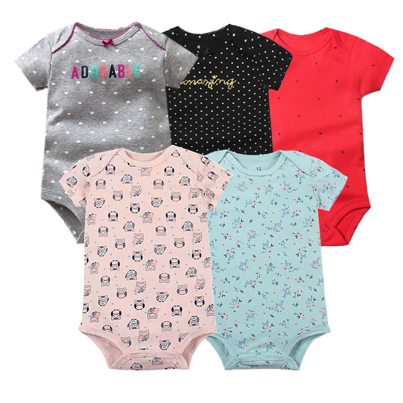 3/4/5PCS/LOT Soft Cotton Baby Bodysuit Summer Baby Boys Girls Clothes Infant Jumpsuit Short Sleeve Newborn Baby Clothing