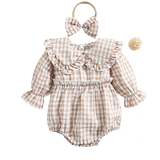 Adorable Plaid Baby Rompers for Your Little One's Special Occasions | Newborn Girls Clothing 2Pcs Set | Perfect for Kids Toddler Costume and Autumn Infant Outwear