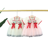 Vintage Chinese Embroidered Baby Party Mesh Dress for Girls - Babbez