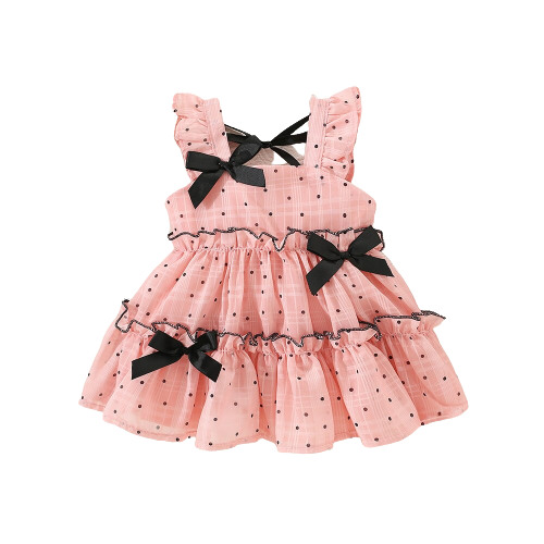 Sweet Polka Dot Sleeveless Dress for Baby Girls