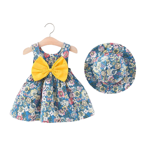 Baby Girls 2-Piece Flower Bow Summer Dress Set