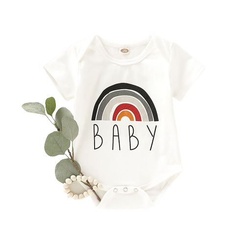 Rainbow Letter Printed Baby Romper for Girls and Boys