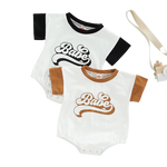 Newborn Baby Boys Summer Rompers with Contrast Color and Letter Prints - Babbez