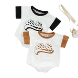 Newborn Baby Boys Summer Rompers with Contrast Color and Letter Prints - Babbez