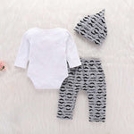 0-2Y 3pcs Newborn Baby Boy Clothes Long Sleeve Hooded Jumpsuit Top & Pants