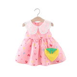 2Pcs/Set Baby Girl Summer Dress Lace Lapel Love Print Kids Costume
