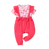 Adorable Bowknot Flying Sleeve Baby Rompers for Valentine's Day