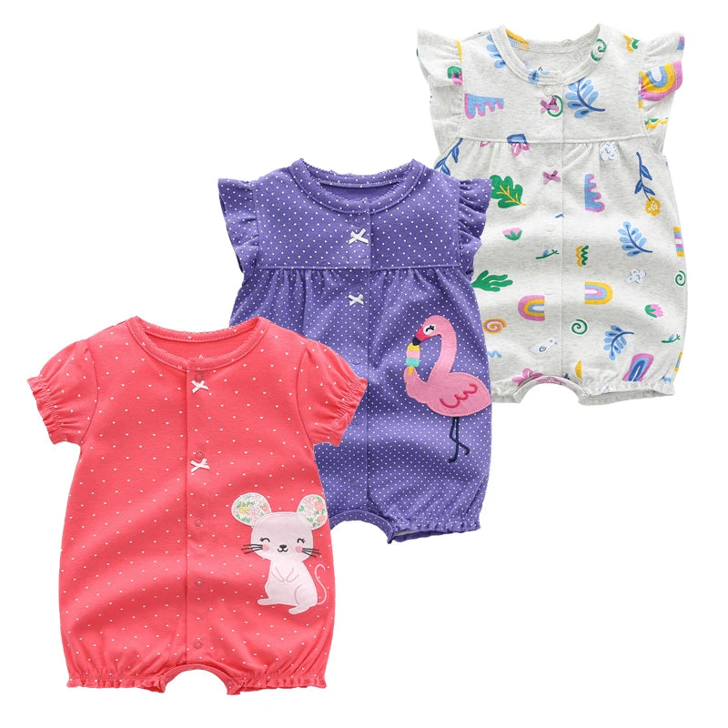 3PCS Newborn Baby Rompers: Summer Cotton Clothing for Infants