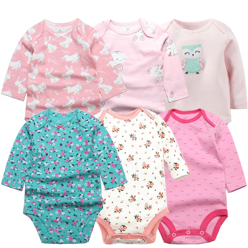 2022 Cotton Newborn Baby Sets 4pcs Baby Bodysuits+4pcs Baby Pants Boys Baby Clothing Sets Full Sleeve Baby Girl Clothes Cartoon