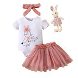 Summer Baby Girl Outfit Sets Pink Dots Lace Romper+Layered Denim Skirts Newborn Birth Set Baby Girl Clothes