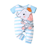 Baby Boy Cartoon Elephant Print Short-sleeve Jumpsuit