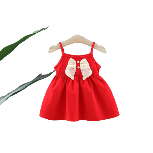 Baby Girl Red Dress with Bowknot Suspenders