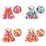 Sweet Summer Flower Baby Girl Dress Set with Bow and Hat