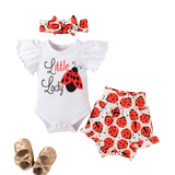 Adorable Summer Baby Girl Outfit Sets with Ruffles Sleeve Printed Bodysuit and Cartoon Lobster PP Pants