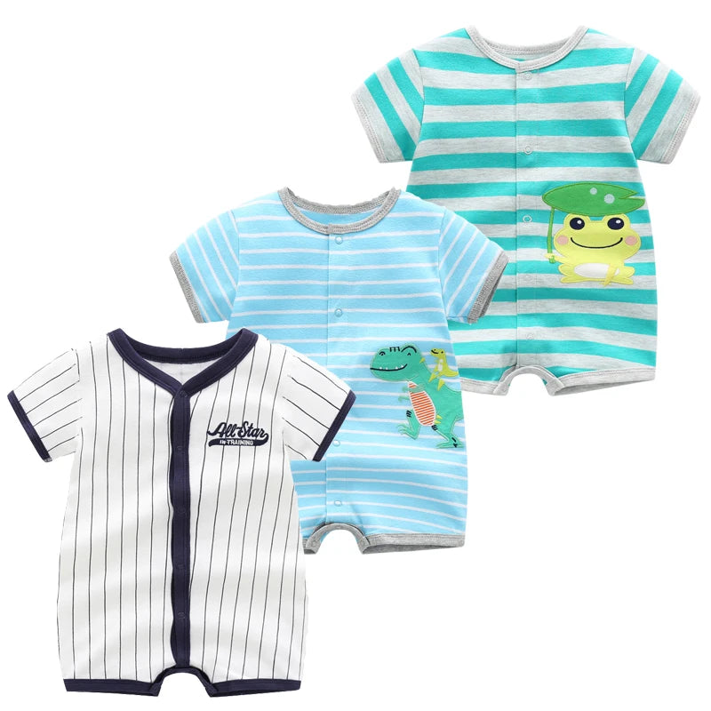 3PCS Newborn Baby Rompers: Summer Cotton Clothing for Infants