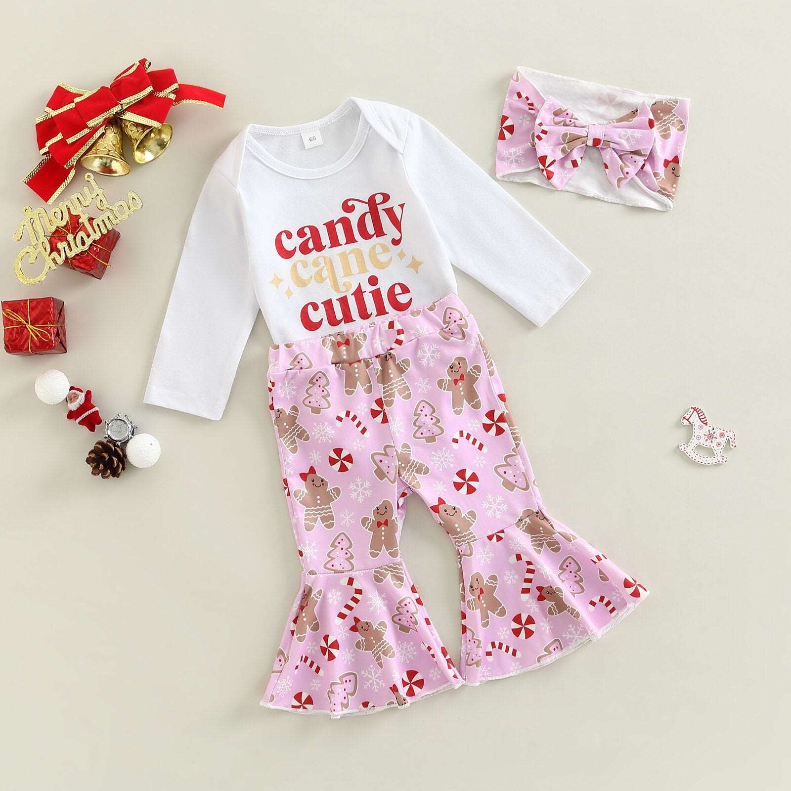 3-Piece Newborn Baby Clothes Set with Letter Print Romper, Pants, and Headband