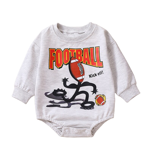 Adorable Baby Boys' Sweatshirt Romper with Cattle Letter Print