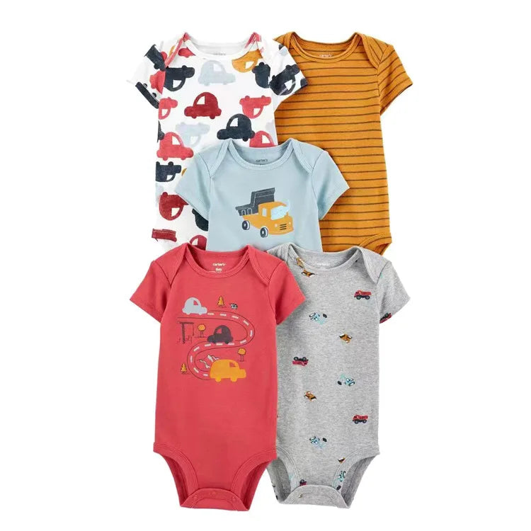 Babbez 5-Piece Unisex Newborn Baby Bodysuit Set - Comfortable and Convenient Infant Clothing