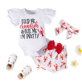 Adorable Summer Outfit for Newborn Girls: Ruffled Bodysuit and Lobster Pants Set