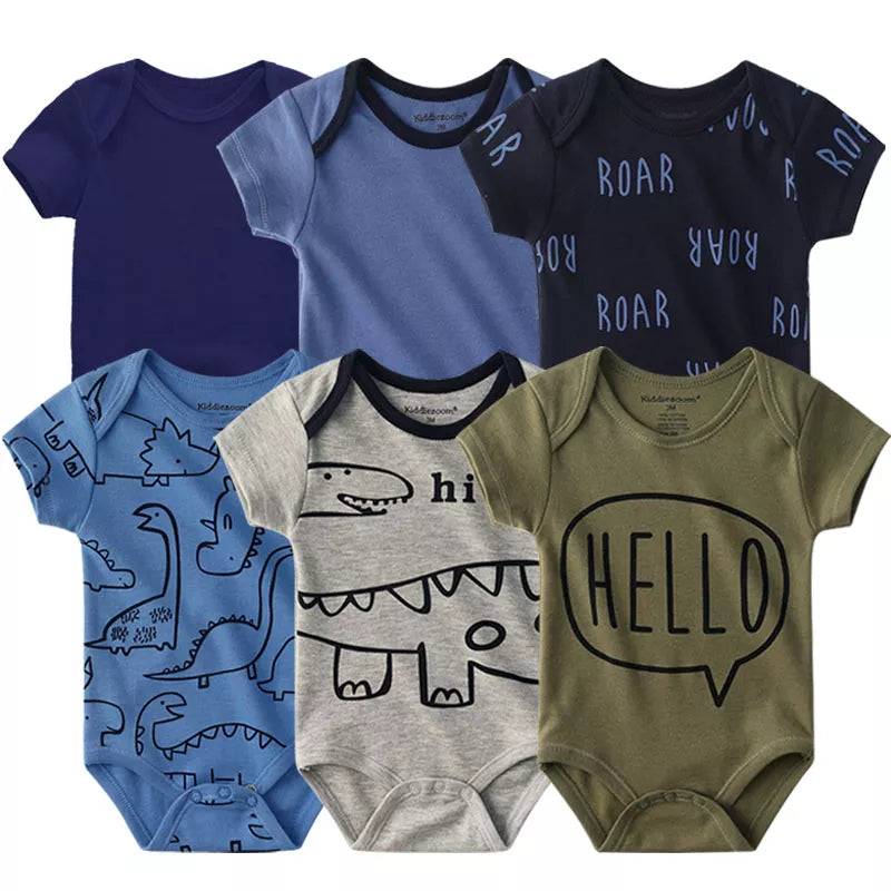 6pcs/lot 100%Cotton Baby Bodysuit Newborn Short Sleeve Overalls Toddler Boy Girl Jumpsuit clothes Body Baby Suits sets