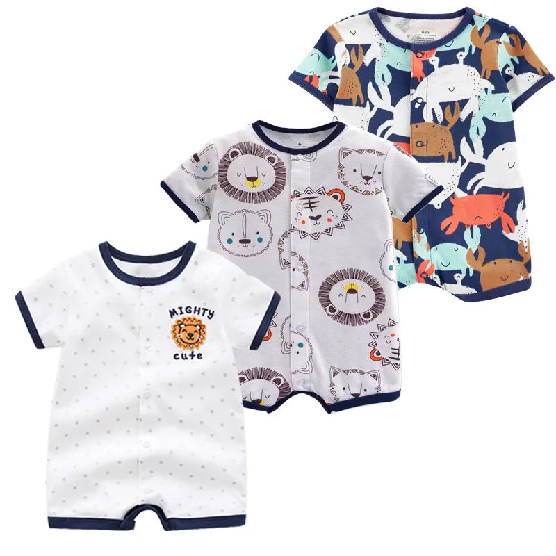 3PCS Newborn Baby Rompers: Summer Cotton Clothing for Infants