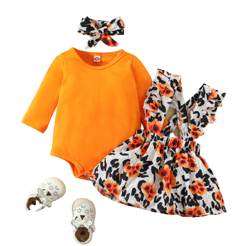 Adorable Baby Girl Outfits Sets with Cartoon Fox Dress and Heart Romper