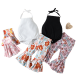 Stylish Summer Newborn Baby Girls Clothes Sets with Knitted Bodysuits and Flare Pants