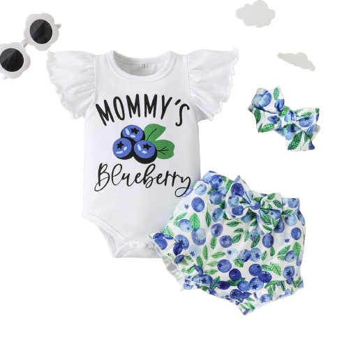 Summer Baby Girl Outfit Set: Ruffled Printed Bodysuit, Cartoon Lobster PP Pants, and Headband