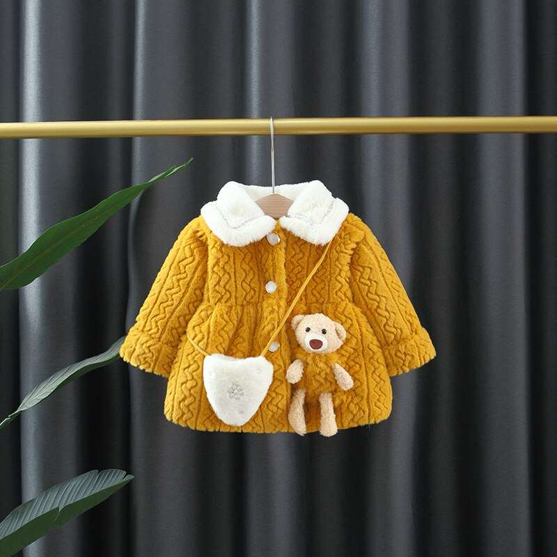 2pcs Winter Baby Girl Christmas Coat Thickened Children's Sweater Jacket Lapel Overalls Toddler Kids Costume