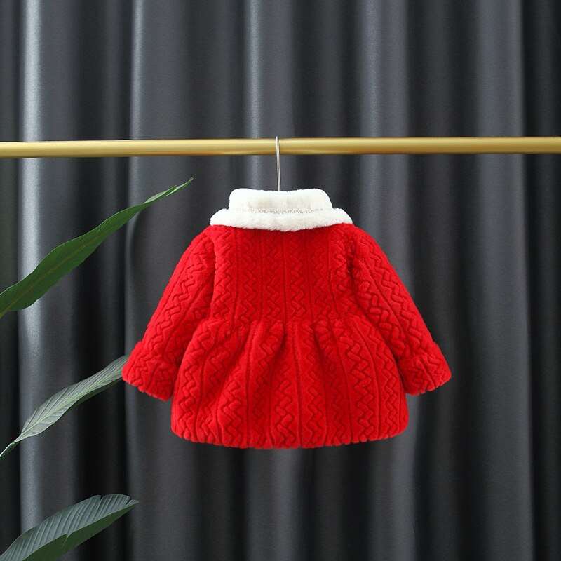 2pcs Winter Baby Girl Christmas Coat Thickened Children's Sweater Jacket Lapel Overalls Toddler Kids Costume