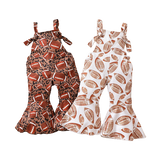 Toddler Baby Girl Bell-Bottom Jumpsuit with Rugby Leopard Print
