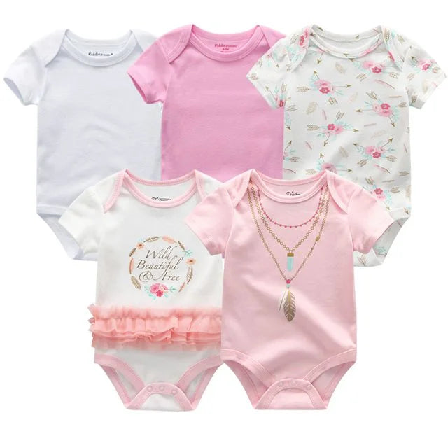 5pcs/lots Newborn Baby Rompers Short Sleeve Cotton Fashion Overalls Infantis Clothes Roupas De Bebe Outfit Kids Clothing