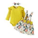 Cute Baby Girl Outfits Sets Cartoon Fox Dress Heart Romper+Suspender Bowknot Dress Party Newborn Clothing For Girls