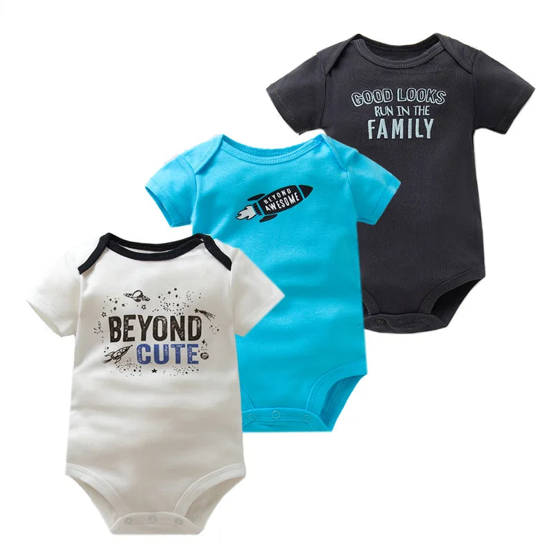 3-Piece Unisex Baby Bodysuit Set - Comfortable and Practical Infant Clothing