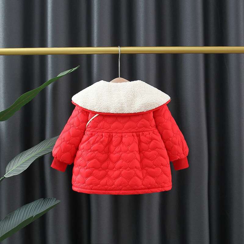 2pcs Winter Baby Girls Cotton Coat Fashion Doll Collar Children Clothes Set Overalls Warm Toddler Jacket Kids Costume