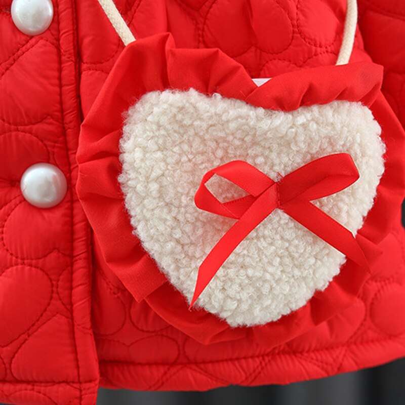 2pcs Winter Baby Girls Cotton Coat Fashion Doll Collar Children Clothes Set Overalls Warm Toddler Jacket Kids Costume