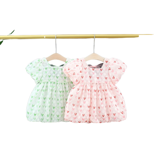 Korean Style Puff Sleeve Toddler Dress for Baby Girl - Sweet Summer Children Clothes Birthday Party Princess Dress