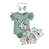 Baby Rabbit Clothes Set for Easter - Infant Bodysuit and Shorts for Toddler Girls