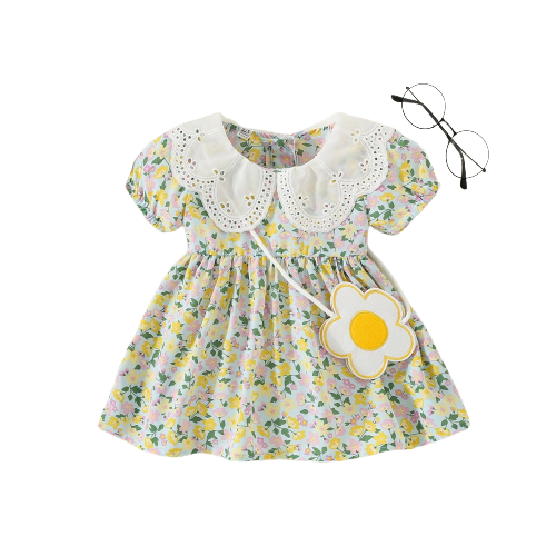 Sweet Floral Summer Baby Girl Dresses with Short Sleeves