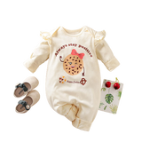 Adorable Girls' Newborn Jumpsuit with Ruffles and Cookies Print