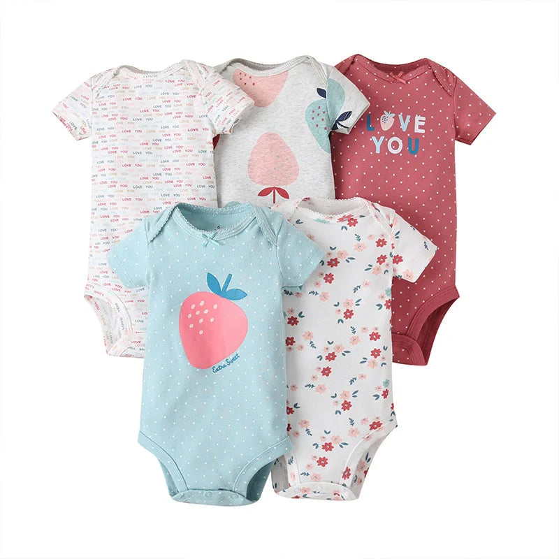 3/4/5PCS/LOT Soft Cotton Baby Bodysuit Summer Baby Boys Girls Clothes Infant Jumpsuit Short Sleeve Newborn Baby Clothing