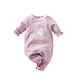 Adorable Girls' Patchwork Bowknot Bodysuit for Newborns and Infants with Flower and Lion Prints
