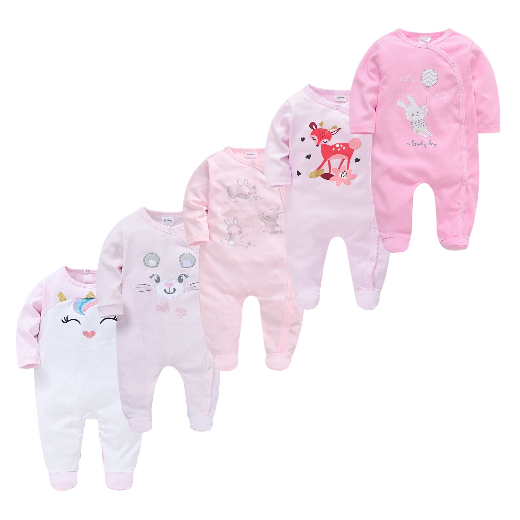 Unisex Newborn Pajamas 3/5Pcs Baby Girl Jumpsuit 2022 Long Sleeves Boys Pyjamas Clothes Body Suit Cartoon 0-12M Infant Outfits