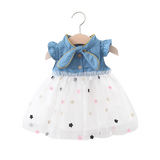 Summer Baby Girl Denim and Yarn Sleeveless Dress