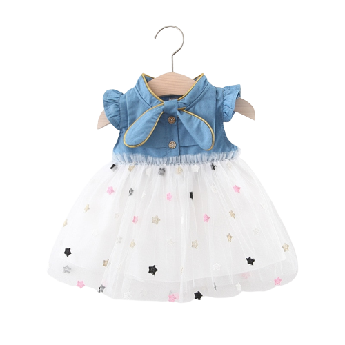 Summer Baby Girl Denim and Yarn Sleeveless Dress