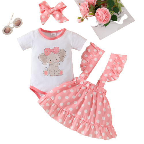 Adorable Fox and Elephant Baby Girl Outfit Set