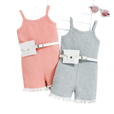 Fashionable Infant Baby Girls' Jumpsuits with Waist Bag and Tassels